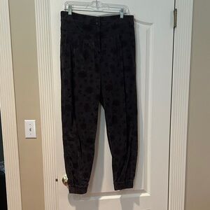 Floral Patterned Dark Gray Joggers